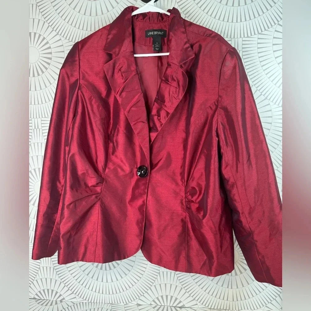 Lane Bryant Women’s Red‎ Dress Blazer Size 26 One Button
